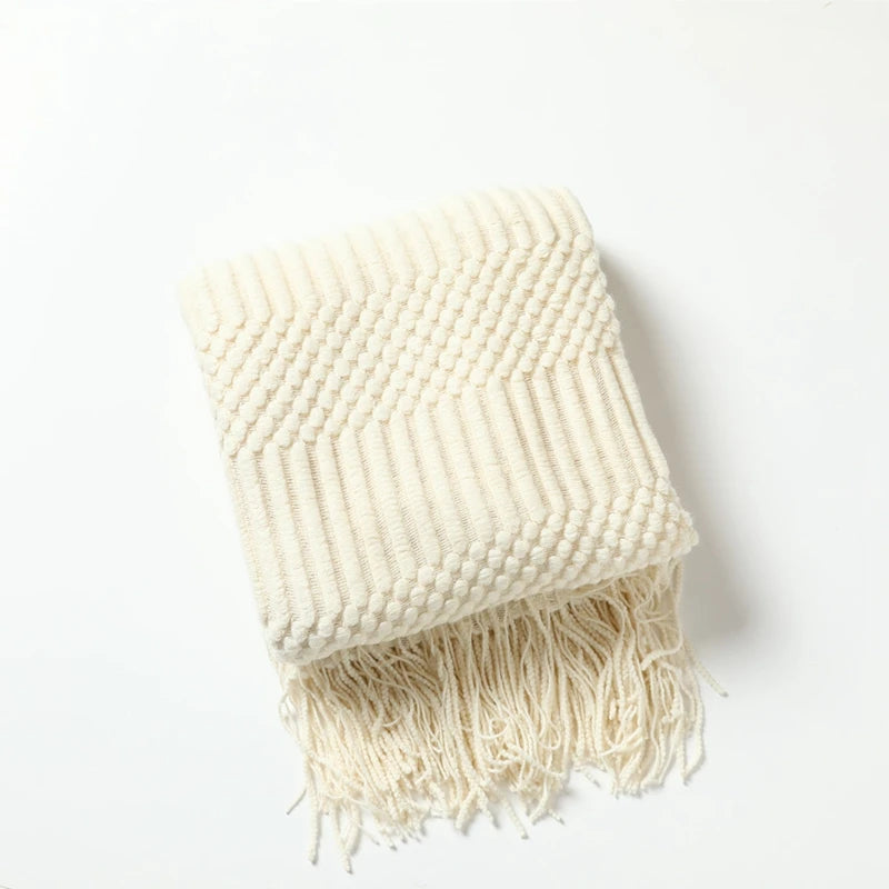 Boho Knit Throw Blanket – Colorful Striped Sofa Cover & Bedspread