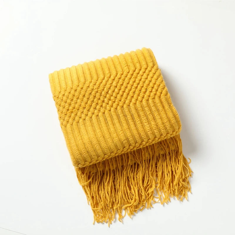 Boho Knit Throw Blanket – Colorful Striped Sofa Cover & Bedspread