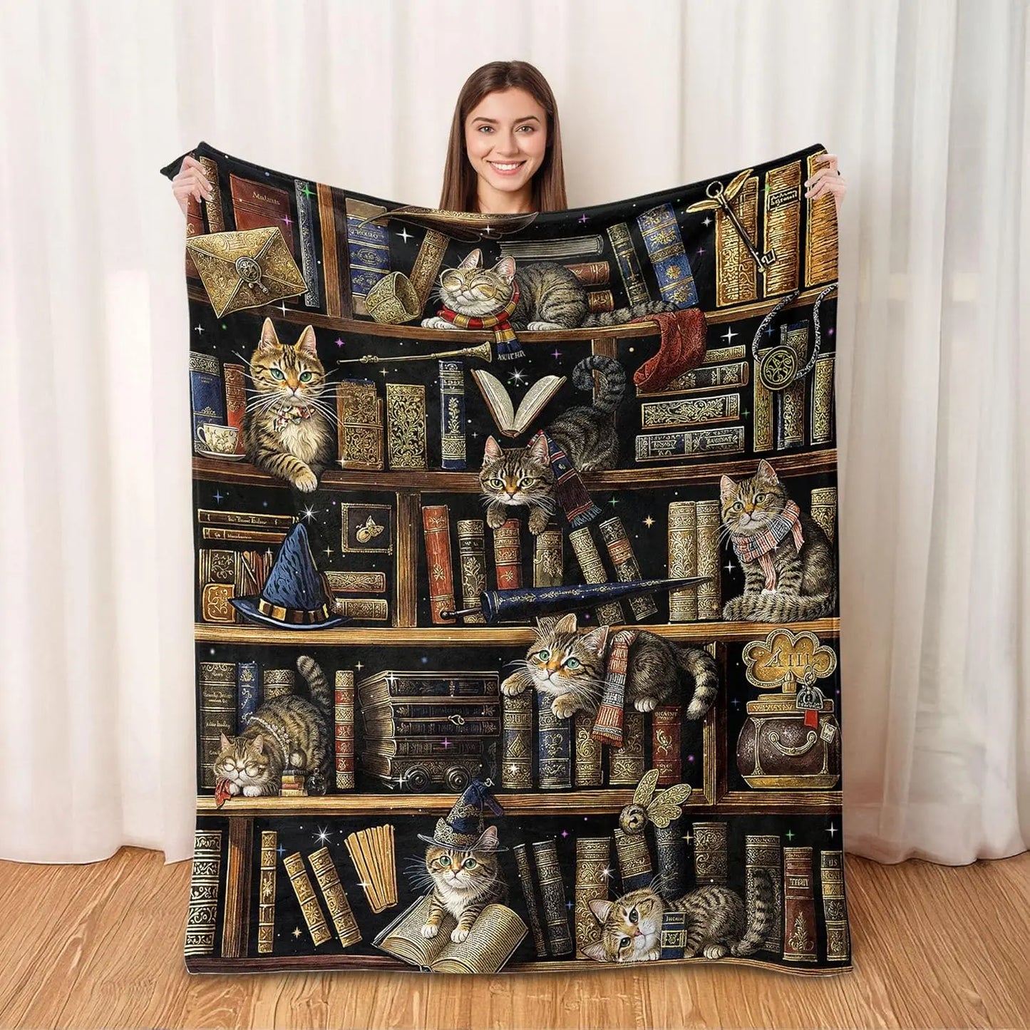 Cat Print Flannel Throw Blanket – Soft Cozy Sofa & Bed Cover Gift