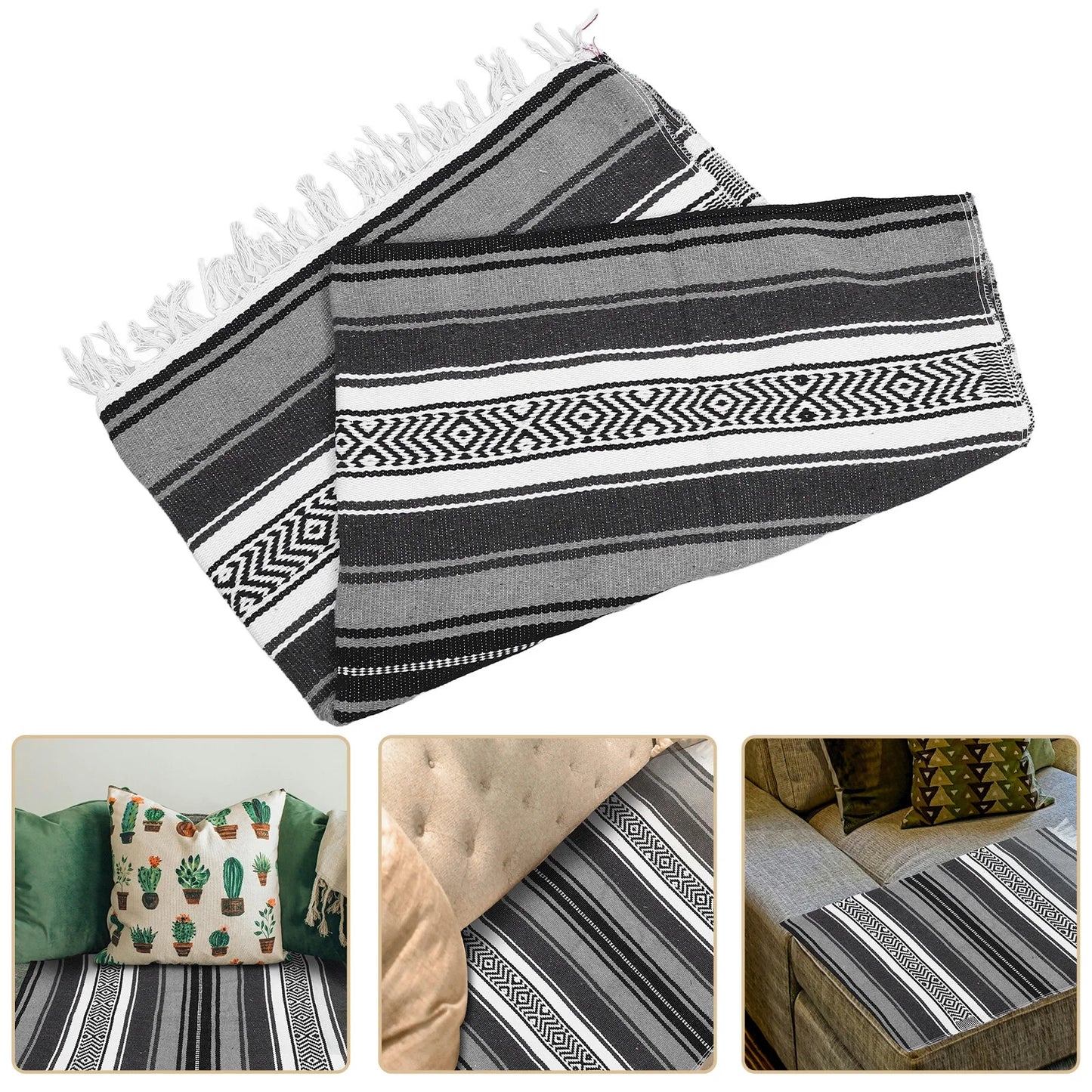 Colorful Woven Throw Blanket – Thick Cotton Blend Sofa & Bed Cover