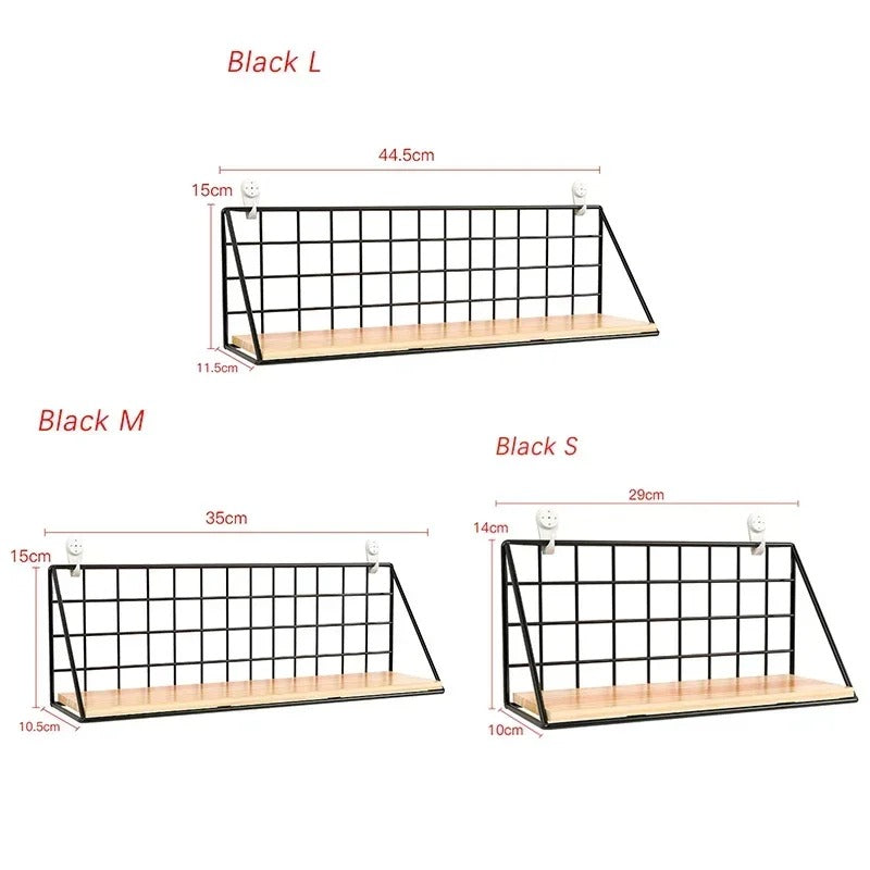 Metal & Wood Wall Shelf - Multi-Purpose Organizer