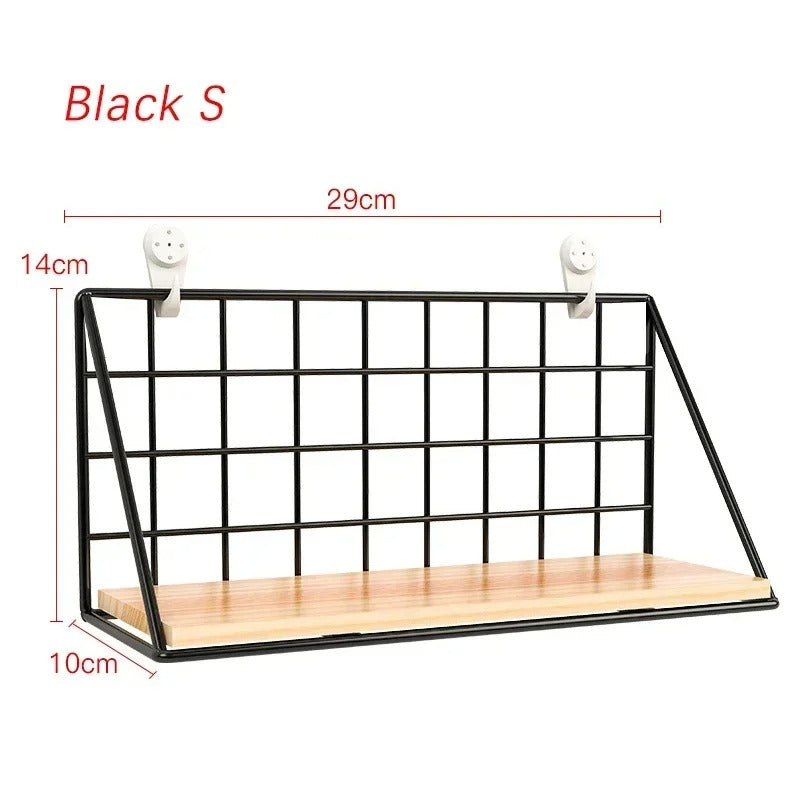 Metal & Wood Wall Shelf - Multi-Purpose Organizer