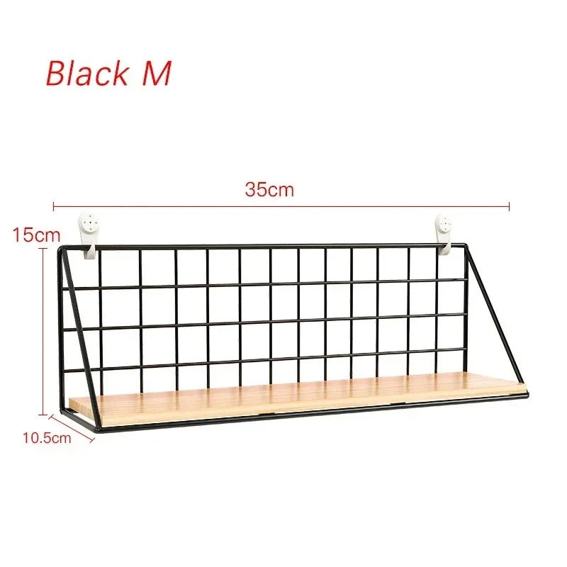 Metal & Wood Wall Shelf - Multi-Purpose Organizer