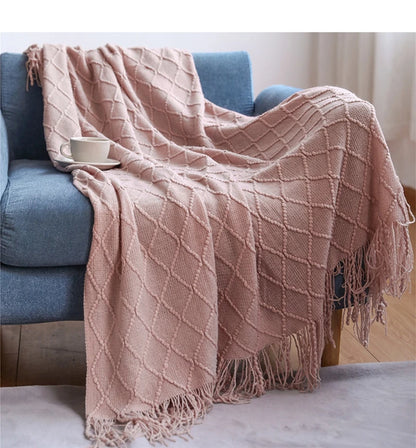 Boho Knit Throw Blanket – Colorful Striped Sofa Cover & Bedspread