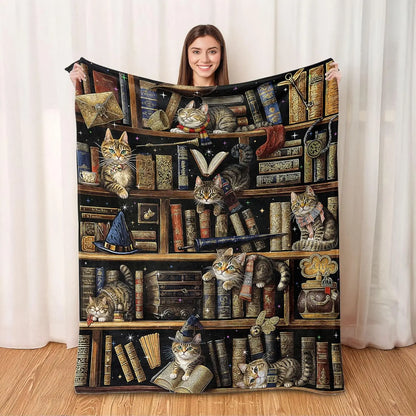 Cat Print Flannel Throw Blanket – Soft Cozy Sofa & Bed Cover Gift
