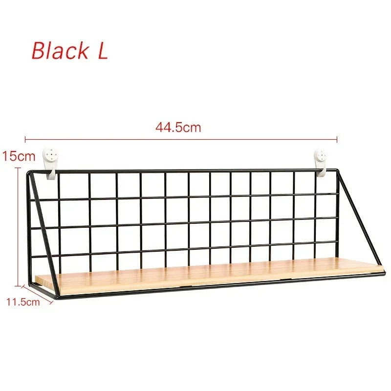 Metal & Wood Wall Shelf - Multi-Purpose Organizer