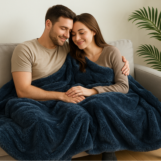 Pareja con manta azul